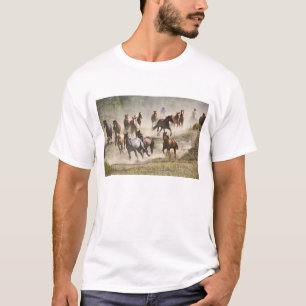 Camiseta Caballos corriendo durante la rodeo, Montana