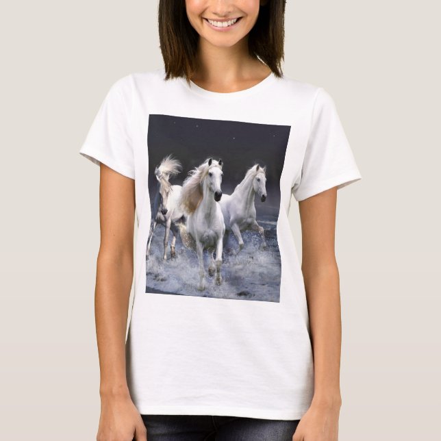 Camiseta Caballos corriendo lanzando almohada (Anverso)