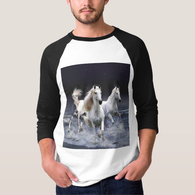 Camiseta Caballos corriendo lanzando almohada (Anverso)