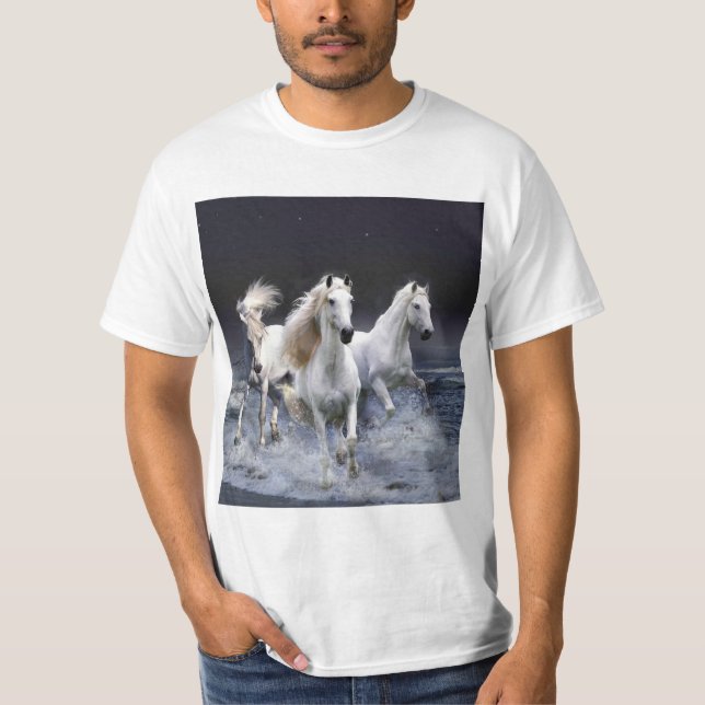 Camiseta Caballos corriendo lanzando almohada (Anverso)