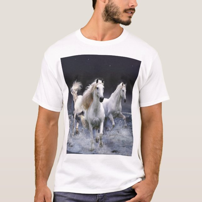 Camiseta Caballos corriendo lanzando almohada (Anverso)