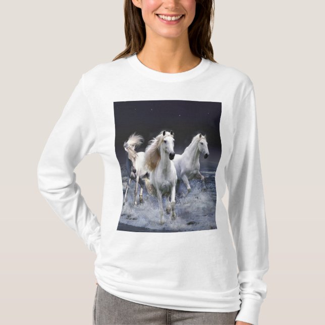Camiseta Caballos corriendo lanzando almohada (Anverso)