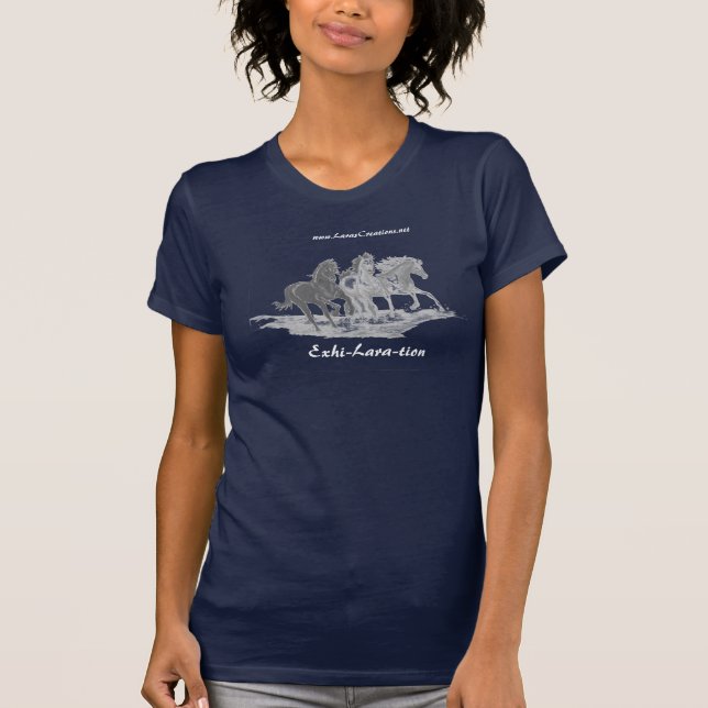 Camiseta Caballos corrientes, alegría, www.LarasCreati… (Anverso)