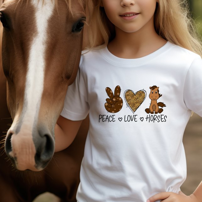 Camiseta Caballos de amor de paz súper adorables (Peace Love Horses super cute T-Shirt)