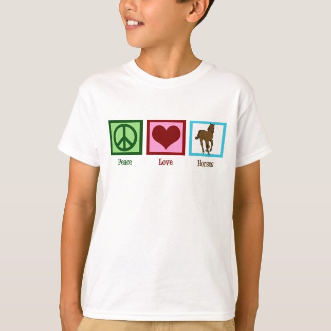 Camiseta Caballos de Amor por la Paz Cute Niños Caballos (Anverso)