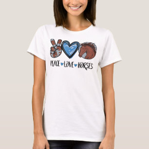 Camiseta Caballos de Amor por la Paz Tee divertido para los