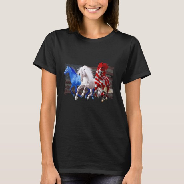 Camiseta Caballos de Bandera Americana Anteojos Patrióticos (Anverso)
