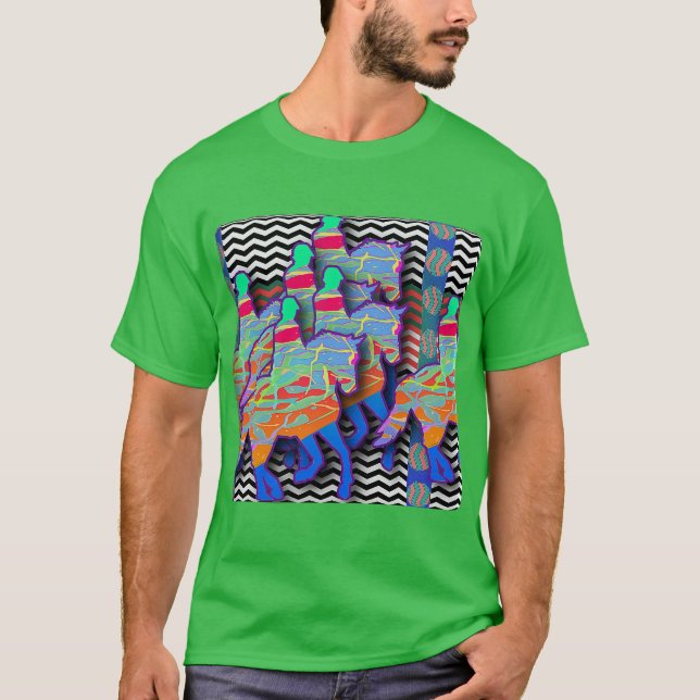 Camiseta Caballos De Chevron Y Riders Green (Anverso)