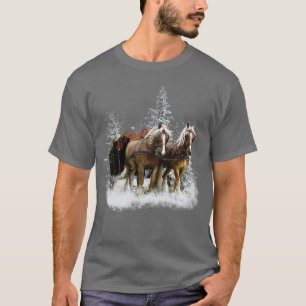 Camiseta Caballos de Clydesdale en Navidades de nieve 