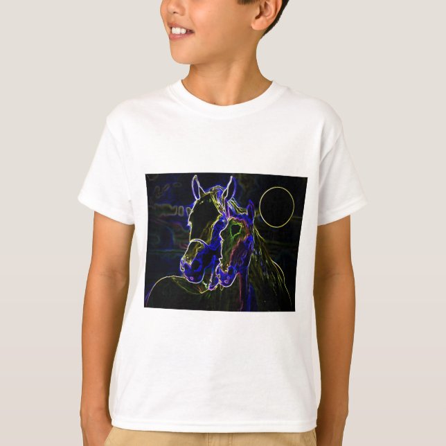 Camiseta Caballos de luz negra (Anverso)