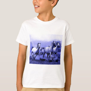 Camiseta Caballos en marcha y luz luna azul