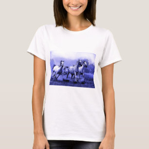 Camiseta Caballos en marcha y luz luna azul