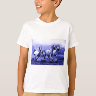 Camiseta Caballos en marcha y luz luna azul