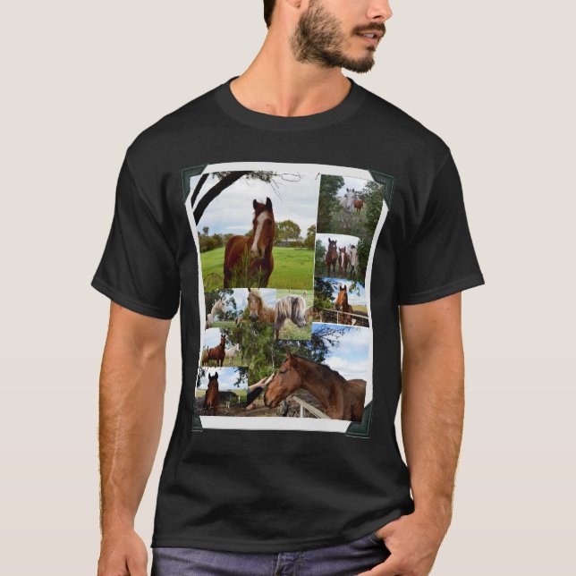 Camiseta Caballos Enmarcados En Un Collage de fotos, (Anverso)