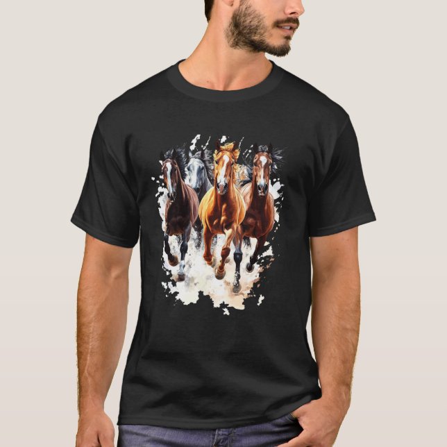 Camiseta Caballos Galopando Cabalgata Ecuestre (Anverso)