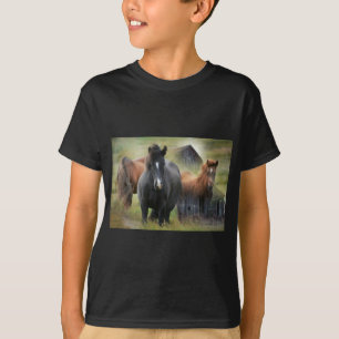 Camiseta Caballos hermosos y granero rústico