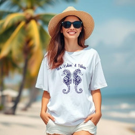 Camiseta Caballos marinos-pescador Core-Hawaiano Tropical-B