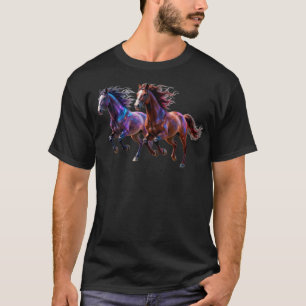 Camiseta Caballos místicos neón galácticos corriendo Par Fa