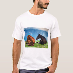 Camiseta Caballos Moody Mountain: Un Viaje de Arte Refinado