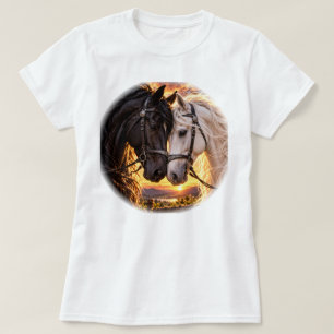 Camiseta Caballos Negros y Blancos – Majestuosas Cabezas de