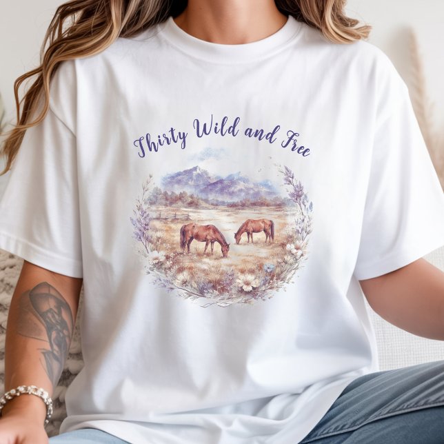 Camiseta Caballos Paisaje Hito Cumpleaños (Horses Landscape Milestone Birthday T-Shirt)