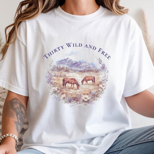 Camiseta Caballos Paisaje Hito Cumpleaños (Horses Landscape Milestone Birthday T-Shirt)