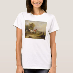 Camiseta Caballos que pastan: Un semental gris que pasta