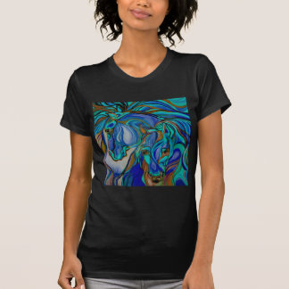 Camiseta Caballos salvajes en marrón y Verde azulado