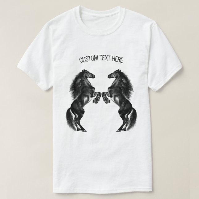 Camiseta Caballos salvajes negros erguidos - Dibujo -Añadir (Diseño del anverso)