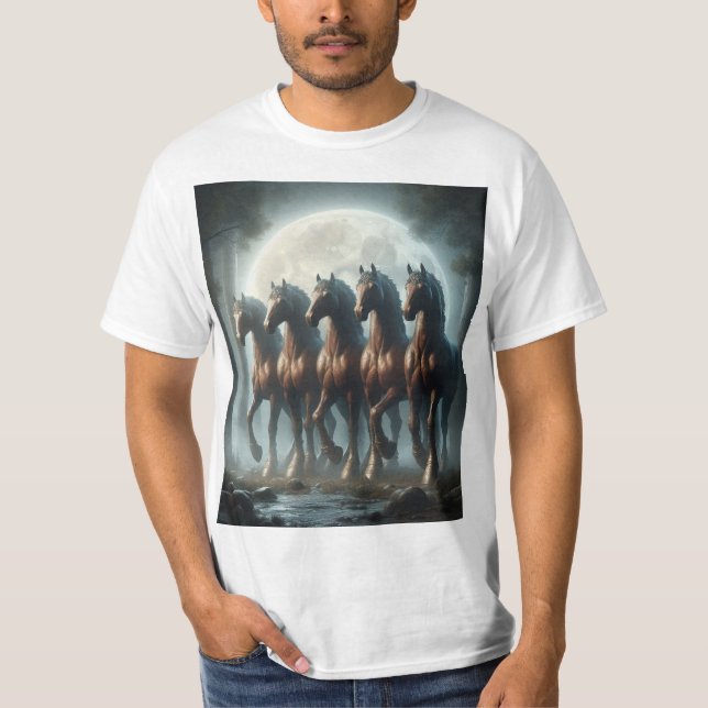 Camiseta Caballos Silvestres Bajo la Luna (Anverso)