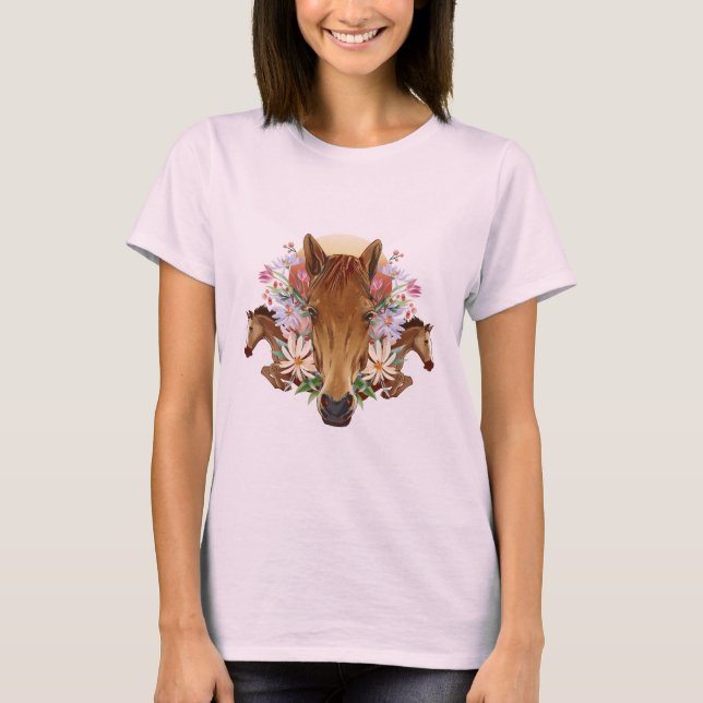 Camiseta Caballos y flores (Anverso)