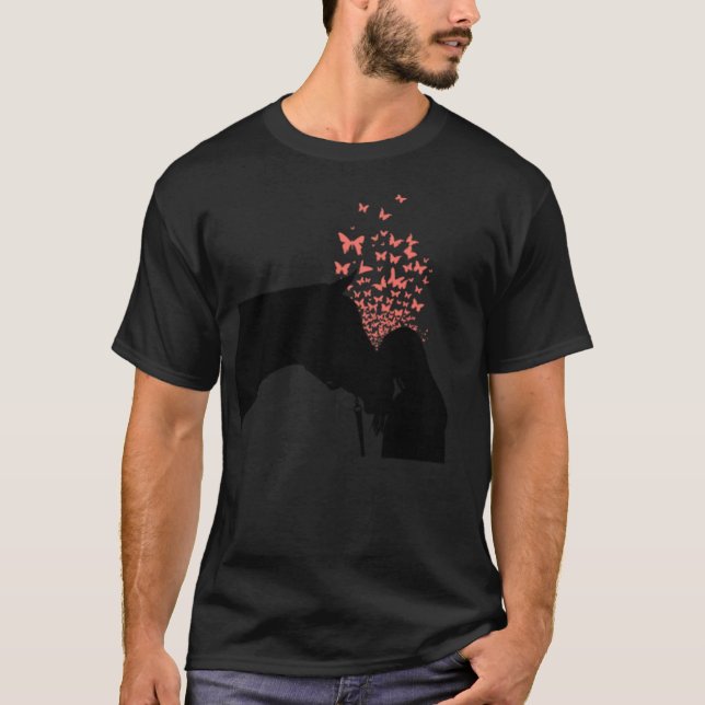 Camiseta Caballos y mariposas con marti de amor a caballo (Anverso)
