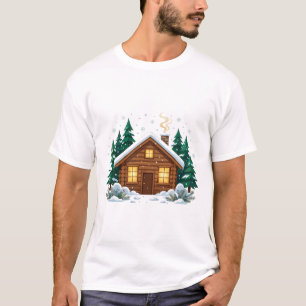 Camiseta Cabaña Acogedora de Invierno Arte de Navidad con N