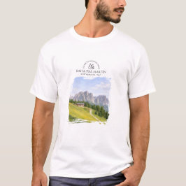 Camiseta Cabaña Alpina Dolomitas Acuarela Paisaje Natural