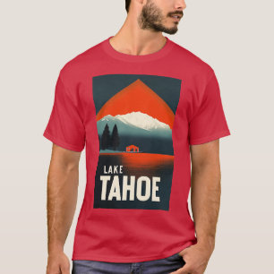 Camiseta Cabaña de arte del lago retro Tahoe con audaz tier