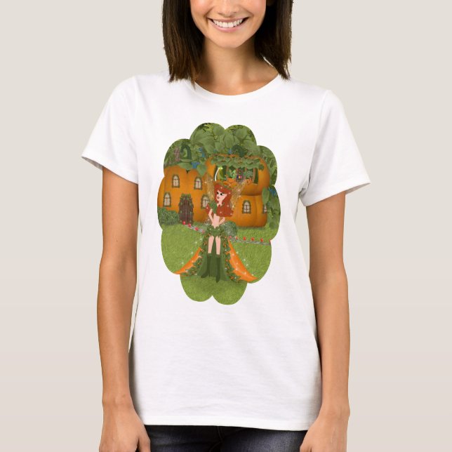 Camiseta Cabaña de calabaza de calabaza de hadas de otoño (Anverso)