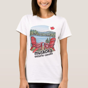Camiseta Cabaña de Muskoka Lago Ontario Paisaje Acuarela