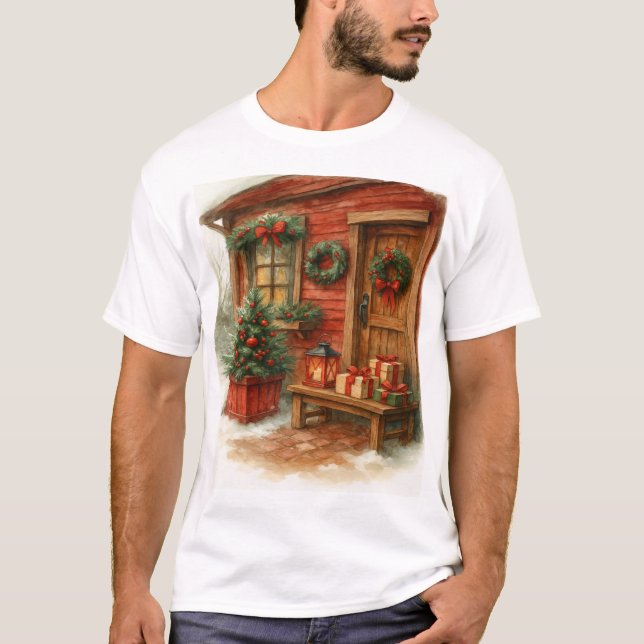 Camiseta Cabaña de Navidad Acogedora (Anverso)