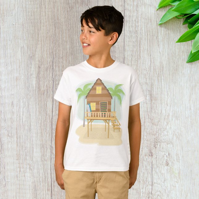 Camiseta Cabaña de Playa Tropical Tablas de Surf y Palmeras (Subido por el creador)