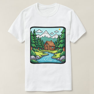 Camiseta Cabaña Rústica Acogedora Bosque Bosque Naturaleza