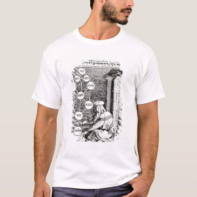 Camiseta Cabbalist judío que lleva a cabo un sephiroth (Anverso)