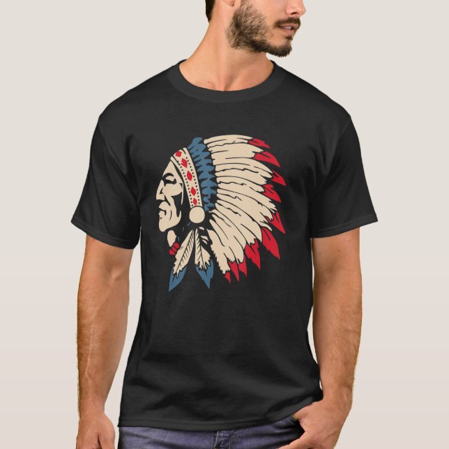 Camiseta Cabecera de plumas de águila del cráneo indio nati (Anverso)