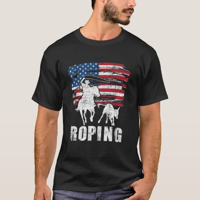 Camiseta Cabecera Heeler De La Bandera Estadounidense De Te (Anverso)