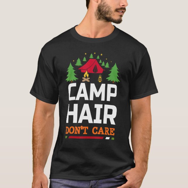 Camiseta Cabello de camping no le importa la cita de verano (Anverso)