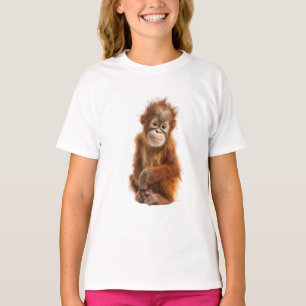 Camiseta Cabello Jengibre Salvaje Orangután Primate Bebés N
