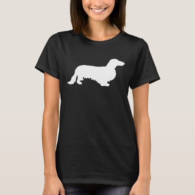Camiseta Cabello largo de Dachshund - Silhouette 2 (Anverso)