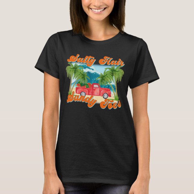 Camiseta Cabello salado, sandy dedos | Isla Tropical (Anverso)