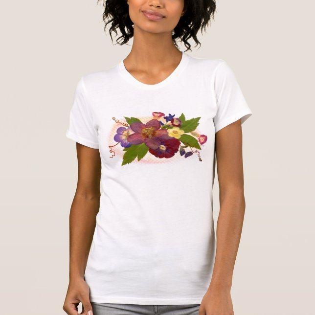Camiseta Cabernet presionó el tanque de la flor (Anverso)