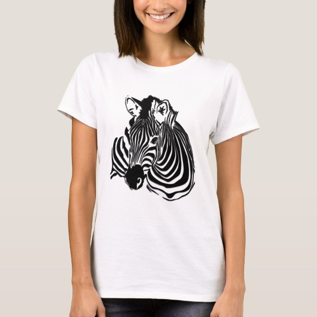 Camiseta Cabeza 3D de cebra blanca y negra para amantes de  (Anverso)