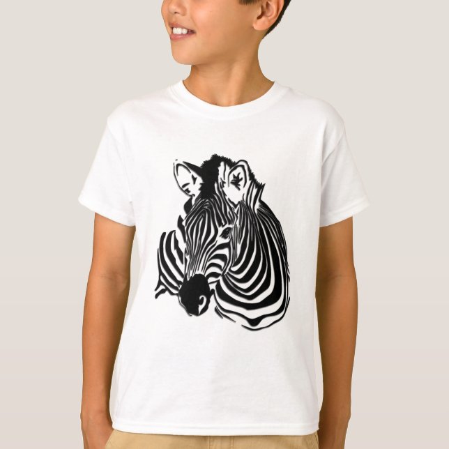 Camiseta Cabeza 3D de cebra blanca y negra para amantes de  (Anverso)